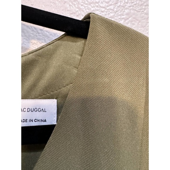 IEENA for MAC DUGGAL $378 Flounce Sleeve Midi Dress Olive Size 4 - Picture 8 of 12